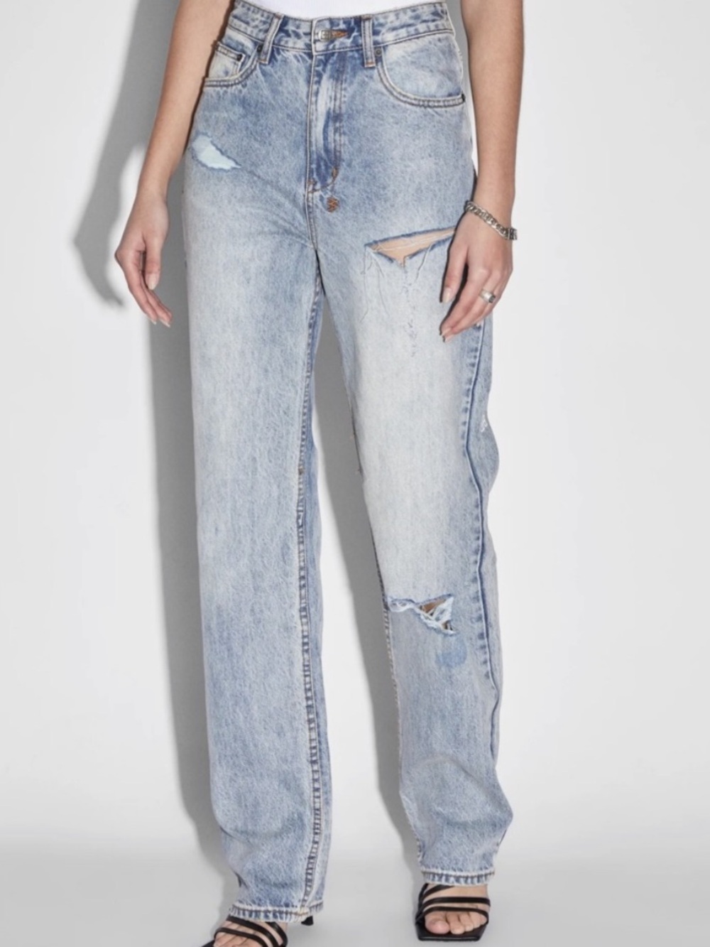 Ksubi Playback Skream Trashed Ripped Straight Leg Jeans Size 30